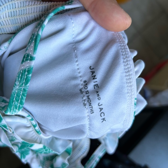 Janie and Jack Floral Green Kids Swim One Piece - Picture 3 of 3